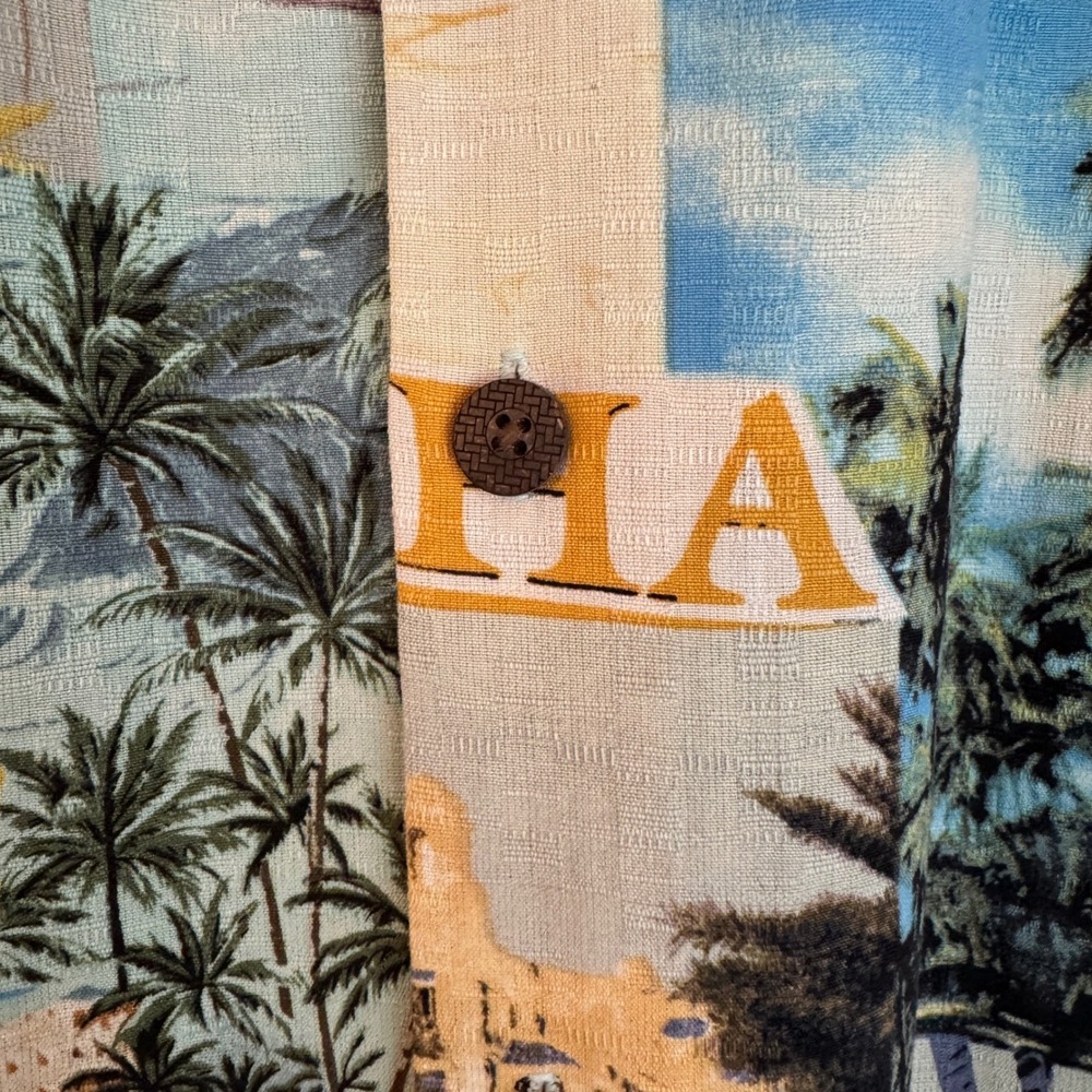 Seven Palm Silk Hawaiian Shirt XXL Aloha Honolulu Tropical Camp - Picture 8 of 14